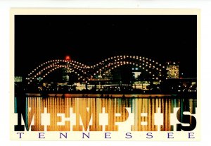 TN - Memphis. Hernando De Soto Bridge, Mississippi River at Night (cont. size)