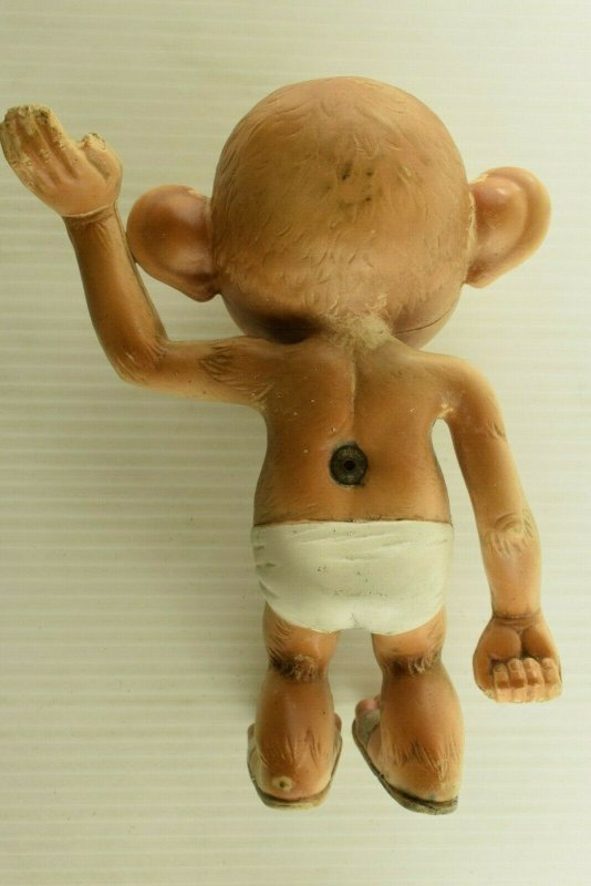 1950's Gerber Plastics Anthropomorphic Baby Monkey Rubber Squeak Toy 