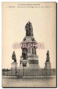 Old Postcard Belfort Monument Three Seats 1813 14 1815 1870 1871