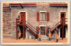 Vtg Fort Ticonderoga NY Ethan Allen Stairway West Barracks 1930s View Postcard