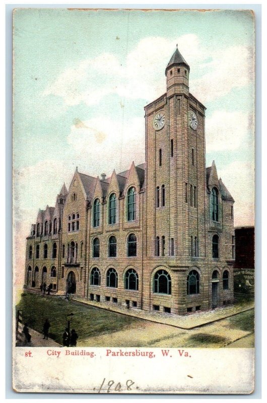 c1910 City Building Exterior Parkersburg West Virginia Vintage Antique Postcard