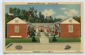 Browns Motor Court Motel Attalla Alabama 1951 linen postcard