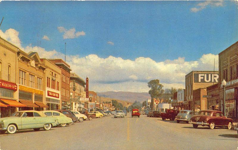 Montpelier ID Street Store Fronts Signage 1954 Old Cars Postcard