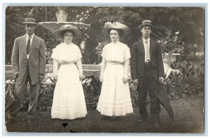 c1910's Women And Men Fountain Cedar Rapids Iowa IA RPPC Photo Antique Postcard