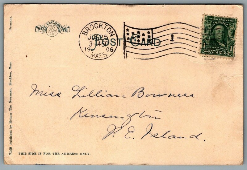 Postcard Brockton MA c1906 Melrose Cemetery & Monument Grover Factory Victims