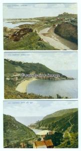 tq2724 - Guernsey - The Views of Fermain, Cobo, and Petit Bot Bays - 3 Postcards