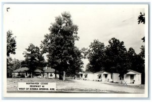 1955 Resthaven Court Highway 62 Eureka Springs Arkansas AR RPPC Photo Postcard