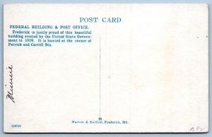 1920's FREDERICK MARYLAND MD POST OFFICE FEDERAL BUILDING ANTIQUE POSTCARD