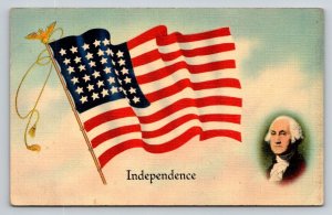 Independence   George Washington  Patriotic  American Flag     Postcard