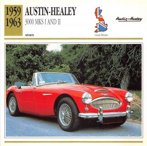 US40 card 13x13cm automobile Austin Healey 3000 MKS I and II UK