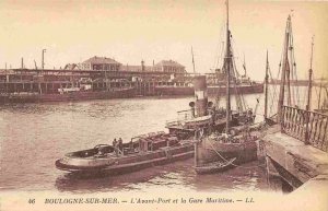 Tug Boat L'Avant Port Gare Maritime Boulogne Sur Mer France 1910c postcard