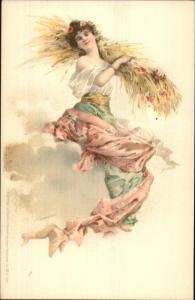 Fine German Lithography SEASONS Beautiful Woman Summer Theo Stroefer PC