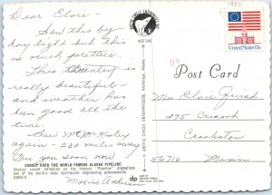 1982 Alaska Trans-Alaska Pipeline Mountain Sunset Postcard Engineering M53