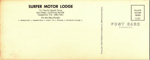 Surfer Motor Lodge San Diego California Vintage Panoramic View Postcard 