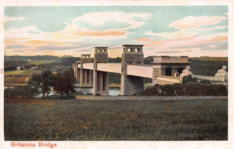 Britania Bridge, Wales, Great Britain, Early Postcard, Unused