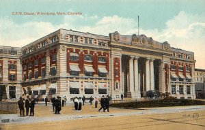 WINNIPEG, Manitoba Canada  CPR Canadian Pacific Railway DEPOT  c1910's Postcard