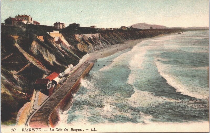 France Biarritz La Cote des Basques Vintage Postcard 09.11