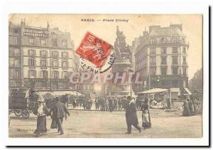 Paris (17th) Postcard Old Place Clichy (very animated)