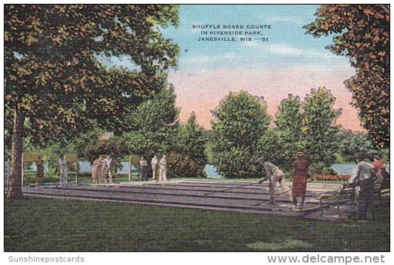 Wisconsin Janesville Shuffleboard Courts In Riverside Park 1952