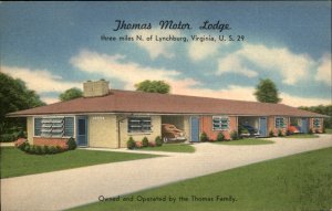 Lynchburg Virginia Thomas Motor Lodge Motel c1930-50s Vintage Postcard