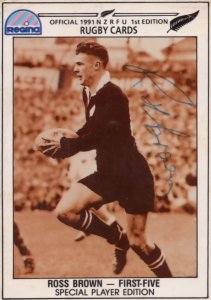 Ross Brown New Zealand All Blacks Rugby Hand Signed Card Photo