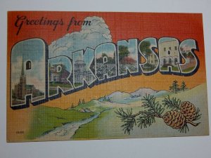 1940s GREETINGS FROM ARKANSAS Large Letters Postcard