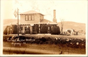 RPPC Turner Falls Gas Station, Skelly, Hwy 77 Turner Falls OK Postcard Y53