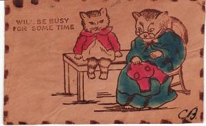 DRESSED CATS   LEATHER 1906 postcard