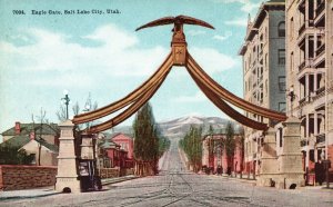 Vintage Postcard 1910's Eagle Gate Salt Lake City Utah UT Gray News Co.