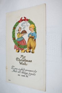 My Christmas Wish Wreath Postcard S. Bergman 1913 1609/1