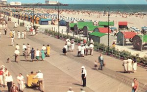 Vintage Postcard Cabanas Beach Fronting Boardwalk Atlantic City New Jersey N.J.