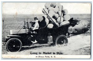 1914 Going To Market In Style Exaggerated Eggs At Sioux Falls SD Car Postcard