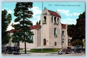 Hollywood California Postcard Public Library Exterior View Building 1929 Vintage