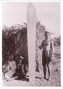 Surfer in Hawaii Surf Board in 1890 Modern Surfing Postcard