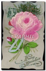 Old Postcard Fantasy Flowers transparent card