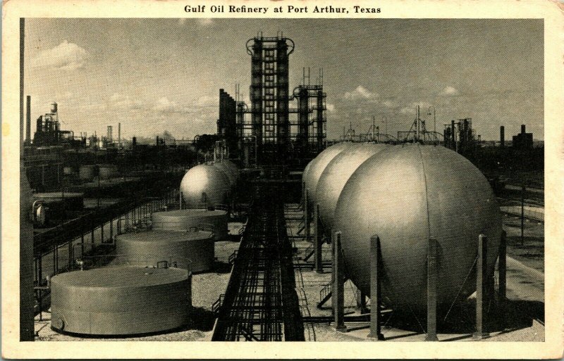 Vtg Postkarte C 1940s - Port Arthur, Texas - Gulf Öl Raffinerie - Unbenutzt