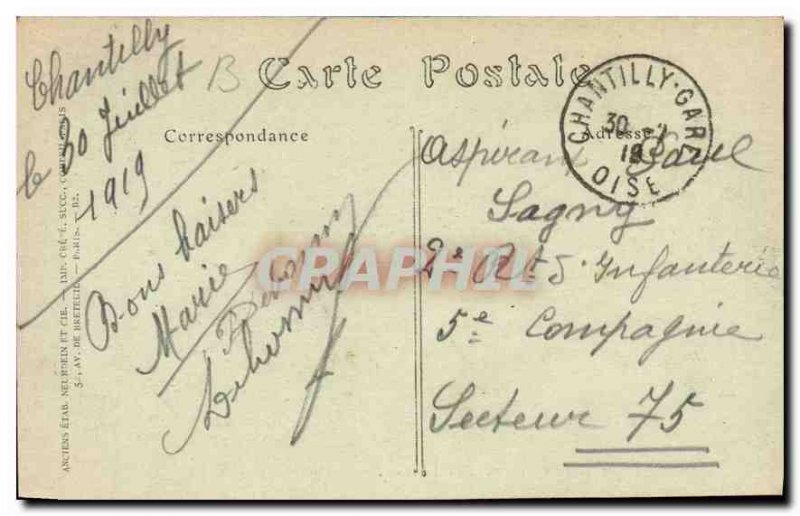 Old Postcard Chateau de Chantilly Facade septrionale