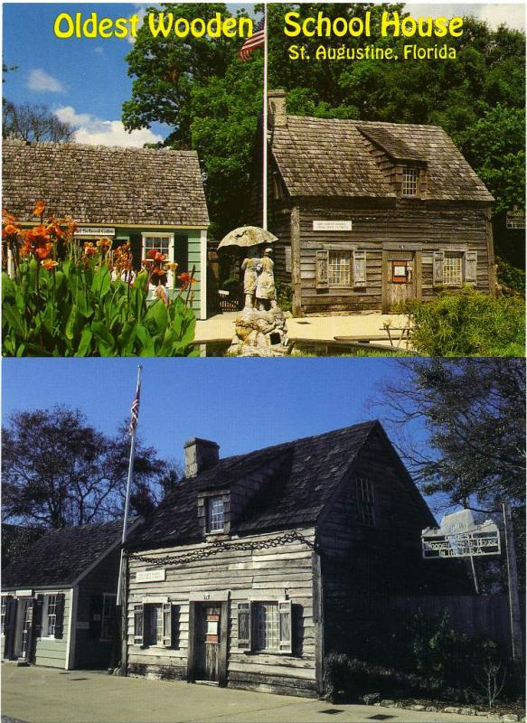 (2 cards) Oldest Wooden School House - Saint Augustine, Florida