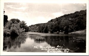 Real Photo Postcard The Guadalupe River near a Camp in Kerrville, Texas