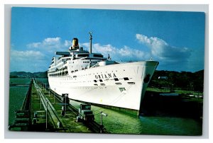 Vintage 1960's Postcard Passenger Ship Oriana Entering the Panama Canal