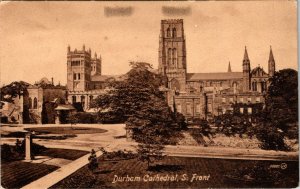 VINTAGE POSTCARD SOUTH FRONTAGE VIEW OF DURHAM CATHEDRAL U.K. (VALENTINE SERIES)