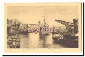 Brest Old Postcard The large open bridge for the passage & # 39un armor