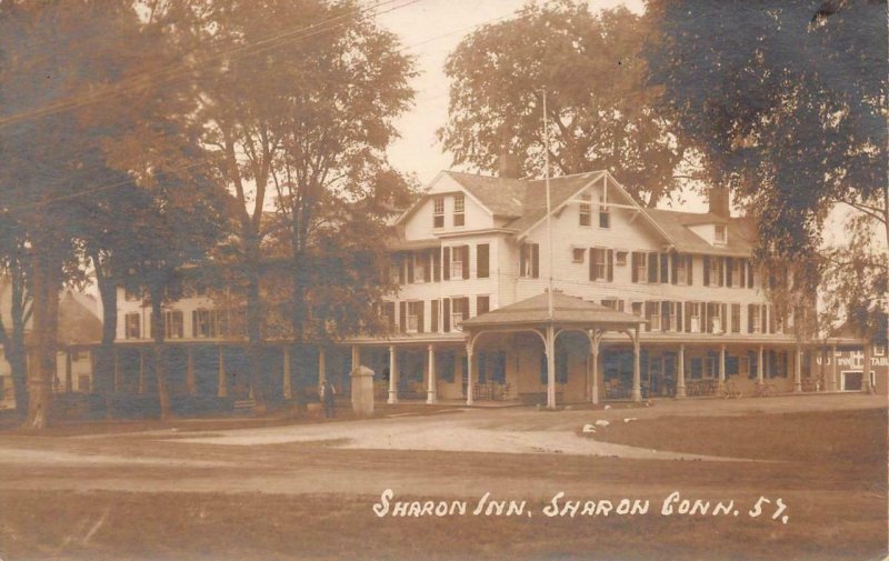 RPPC SHARON INN SHARON CONNECTICUT REAL PHOTO POSTCARD (1915)