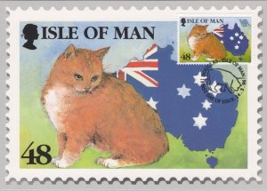 Animals Postcard - Isle of Man, Manx Cats, 1st Day of Issue Stamp  Ref.RR15738