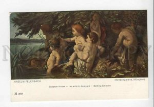 3177963 NUDE Children ELF by FEUERBACH vintage color PC