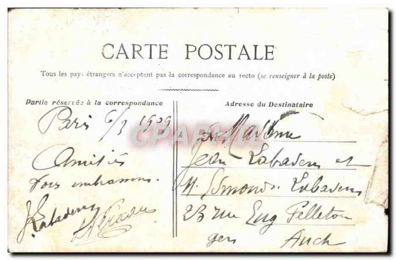 Old Postcard Perspective Paris on the Seine boat Peniche