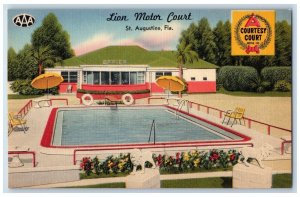 Lion Motor Court Motel And Swimming Pool St. Augustine Florida FL Postcard 