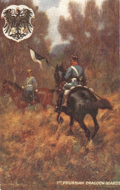 Granville Baker.Soldiers of the World. Prussian Dragoo. Horses Tuck Oilette PC