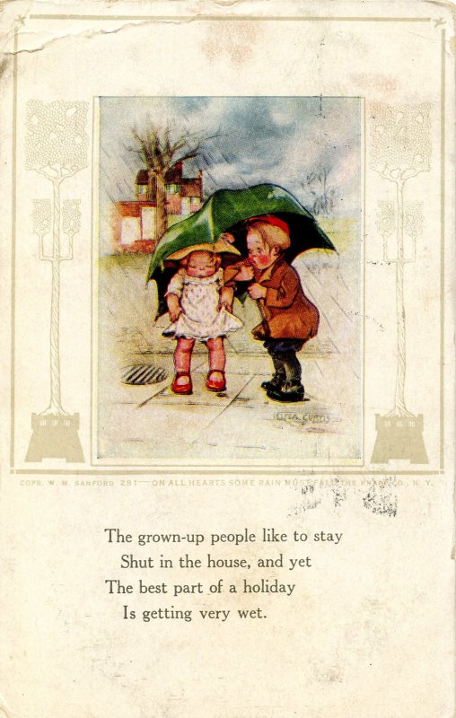 On all hearts some rain must fall  Artist: Eliza Curtis    (card has crease)