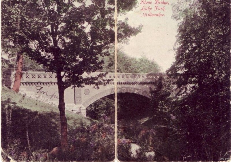 BI-FOLD CARD STONE BRIDGE LAKE PARK MILWAUKEE, WI 1907